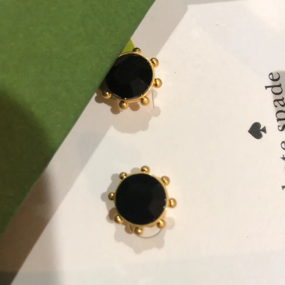 Kate Spade New York Women's Jet Cubic Zirconia‎ Bezel Stud Earrings new